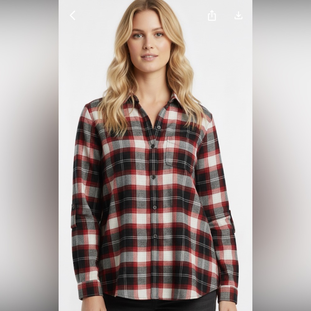 American Eagle Ahh-Mazingly Soft Red Boyfriend Fit Flannel